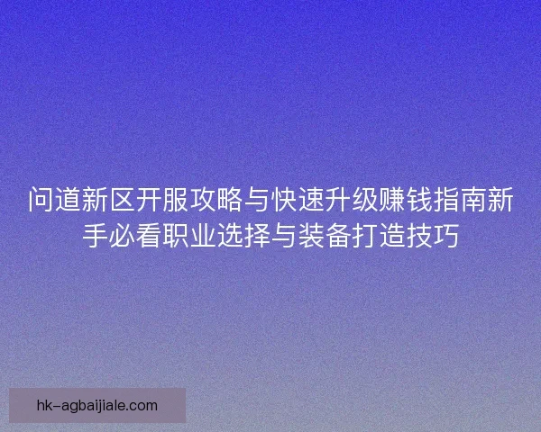 问道新区开服攻略与快速升级赚钱指南新手必看职业选择与装备打造技巧