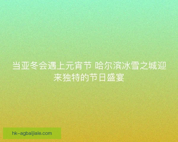 当亚冬会遇上元宵节 哈尔滨冰雪之城迎来独特的节日盛宴
